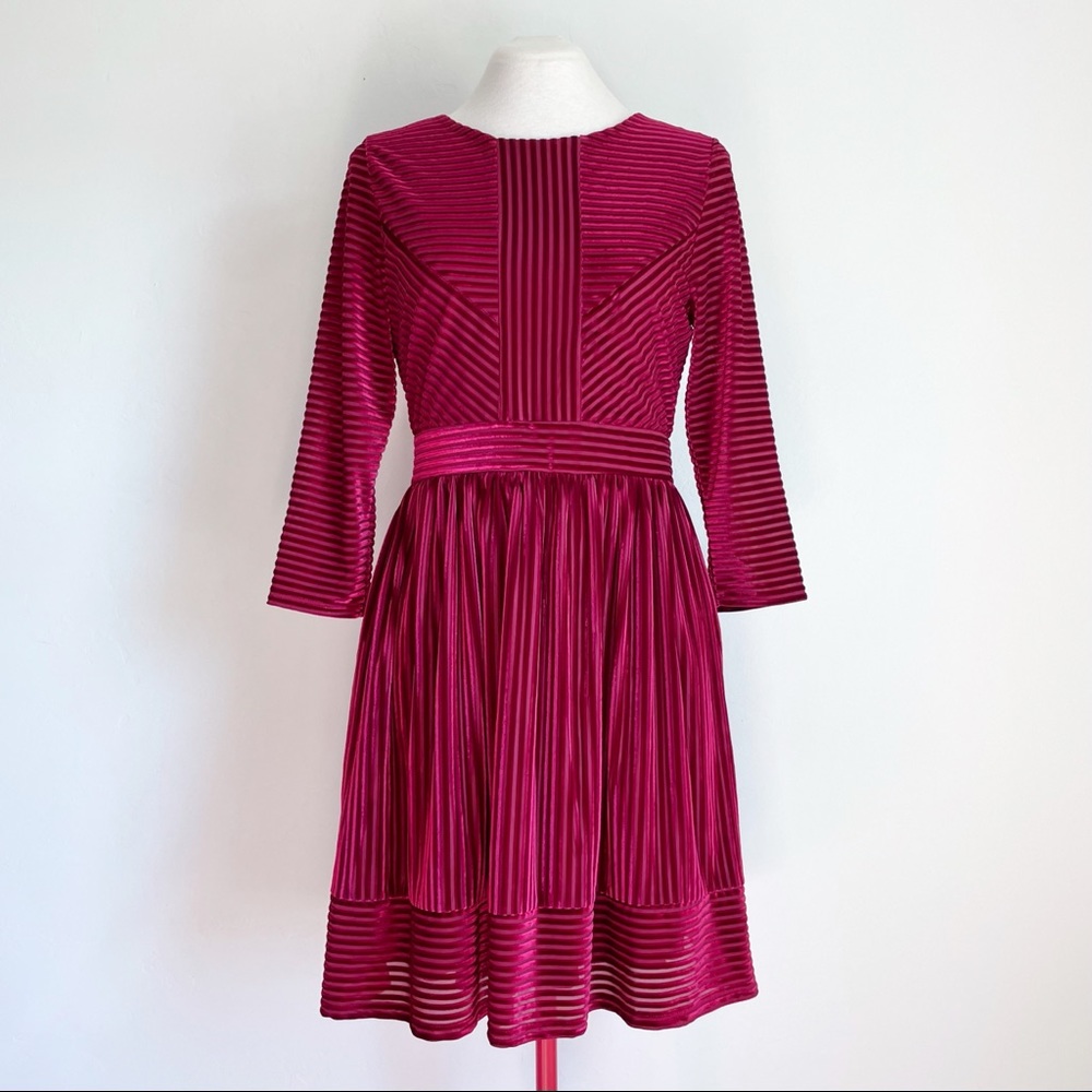 Copper Key Berry Velvet Stripe Dress